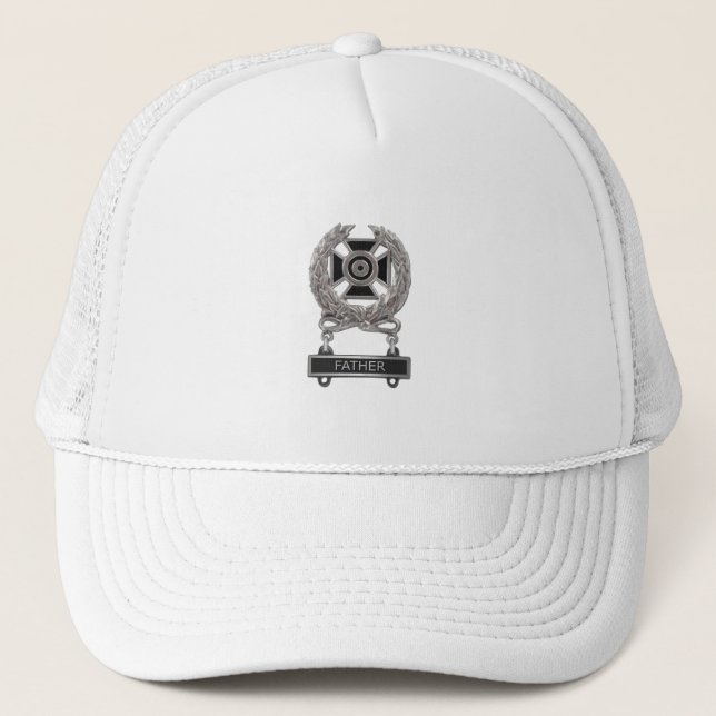 Funny Expert Father Medal Trucker Hat (Front)
