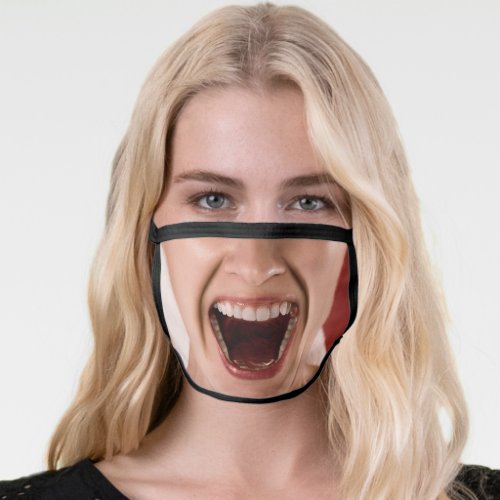 funny expression woman happy laughing face mask