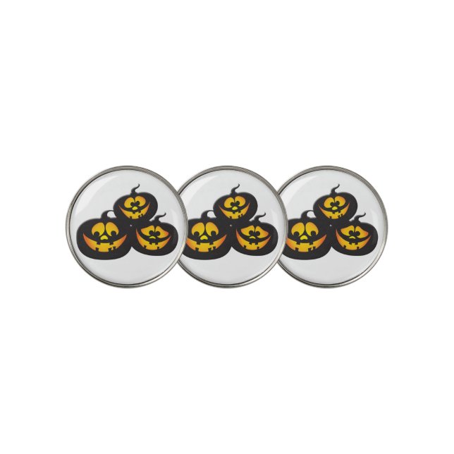 Funny Expressions Halloween Pumpkins Golf Ball Marker (3 Up)