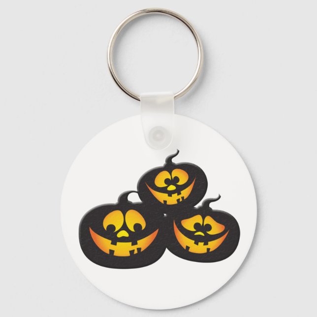 Funny Expressions Halloween Pumpkins Keychain (Front)