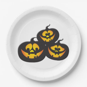 Funny Expressions Halloween Pumpkins Paper Plates