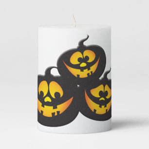 Funny Expressions Halloween Pumpkins Pillar Candle