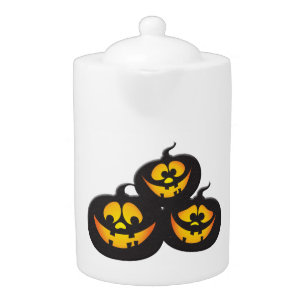 Funny Expressions Halloween Pumpkins Teapot