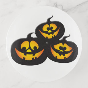 Funny Expressions Halloween Pumpkins Trinket Tray