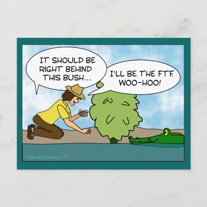 Funny Extreme Cache Geocaching Cartoon Custom Postcard | Zazzle