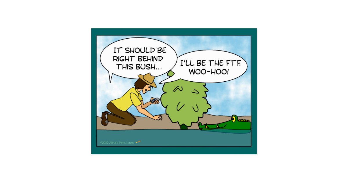 Funny Extreme Cache Geocaching Cartoon Custom Postcard Zazzle