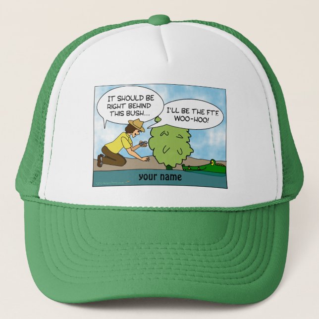 Funny  Extreme Cache Geocaching Personalized Name Trucker Hat (Front)