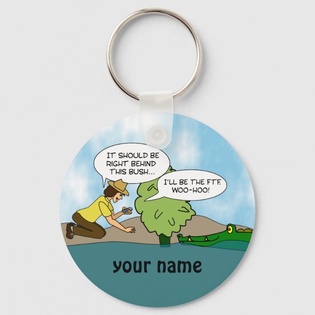 Funny  Extreme Cache Geocaching Swag Custom Name Keychain (Front)
