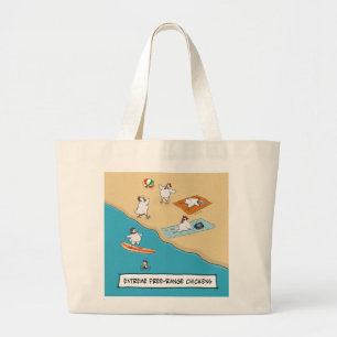 Funny Extreme Free-Range Chickens Large Tote Bag