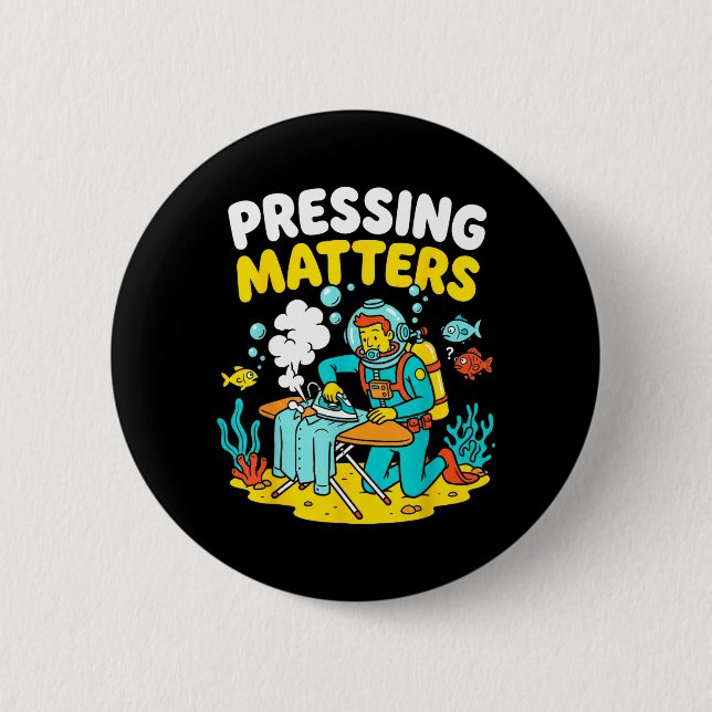 Funny Extreme Ironing Scuba Diver Pressing s Button (Front)