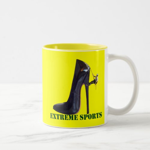 Funny Extreme Sports _ Shoe Climbing Two_Tone Coffee Mug
