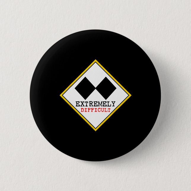 Funny Extremely Difficult Double Black Diamond Ski Button (Front)