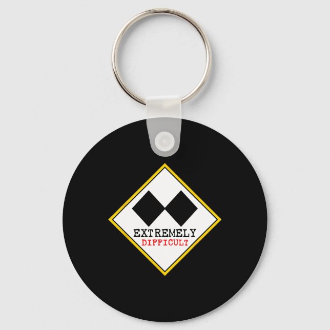 Funny Extremely Difficult Double Black Diamond Ski Keychain (Front)