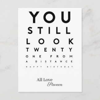 Funny Eye Chart Birthday Card - Sarcastic "Look Tw