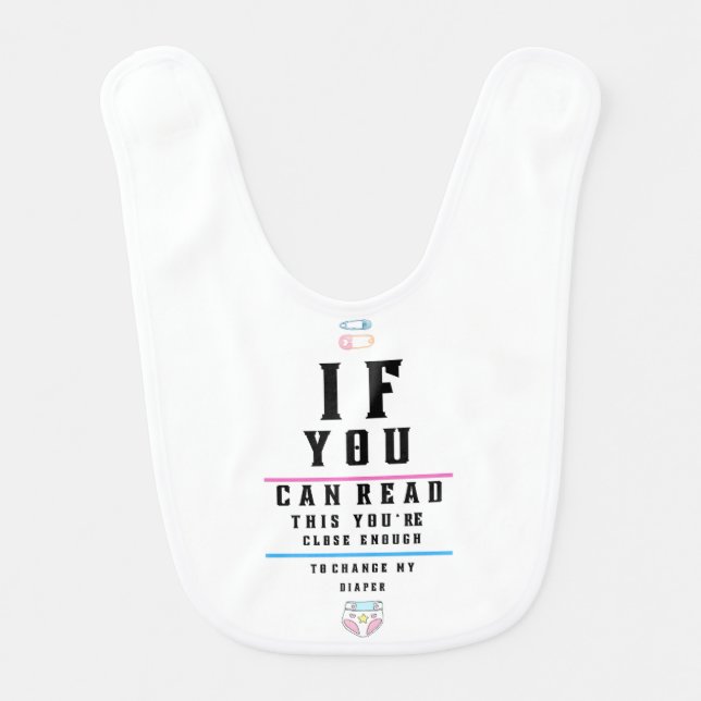 Funny Eye Chart Exam Change my Diaper Baby Baby Bib (Front)