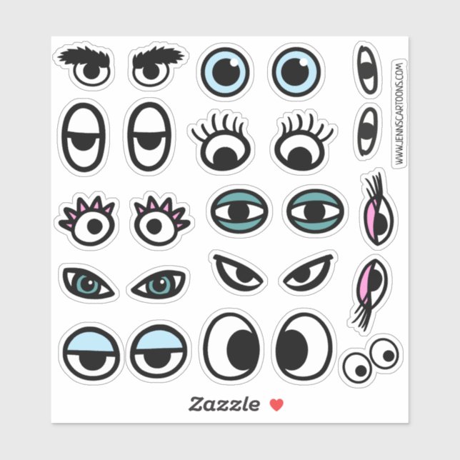 Funny Eyeballs Cartoon Eyes Sticker Set (Sheet)