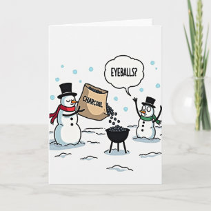 Funny Eyeballs Snowmen Grill Card