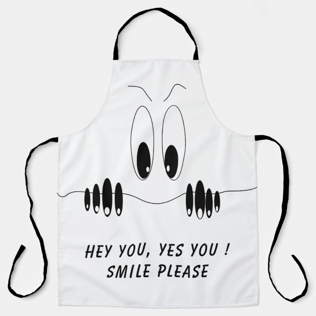 Funny Eyes Apron Smile - Custom Text and Color (Front)