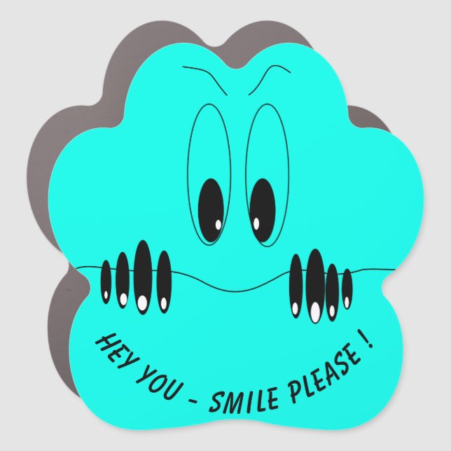 Funny Eyes Car Magnet Smile - Custom Text (Front)