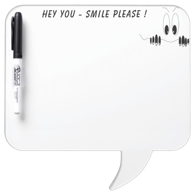 Funny Eyes Dry Erase Board Smile - Custom Text (Front)