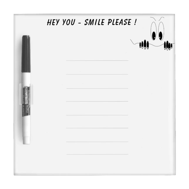 Funny Eyes Dry Erase Board Smile - Custom Text (Front)
