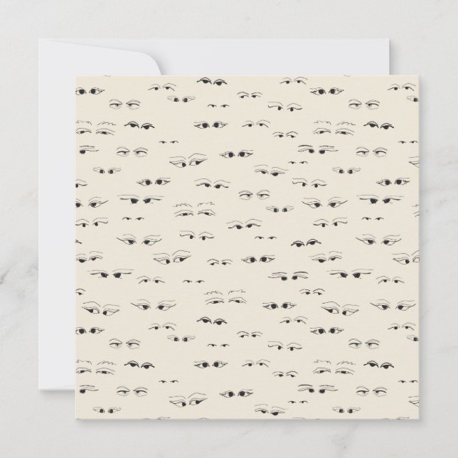 Funny eyes ink drawing fine art pattern flat card (Front)