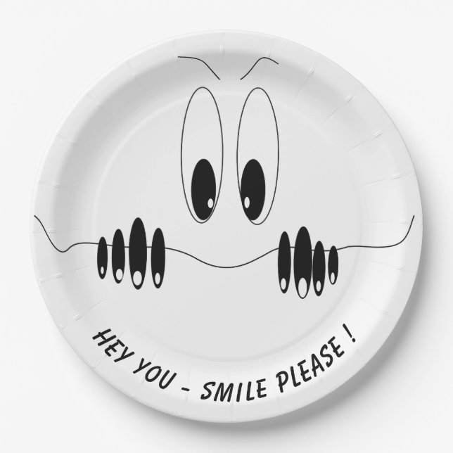 Funny Eyes Paper Plates Custom Text and Colors (Front)
