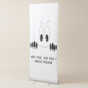 Funny Eyes Retractable Banner Smile - Custom Text