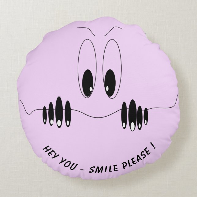 Funny Eyes Round Pillow with Custom Color and Text (Back)