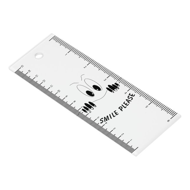 Funny Eyes Ruler Smile - Custom Text (Angled)