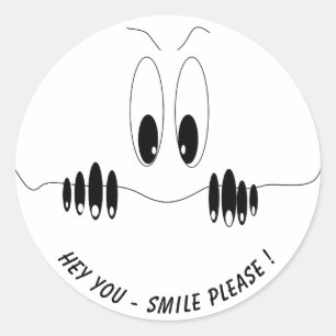Funny Eyes Sticker Smile - Custom Text and Color