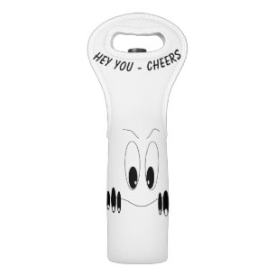 Funny Eyes Wine Tote Bag Cheers - Custom Text