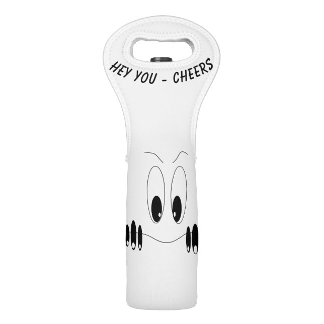Funny Eyes Wine Tote Bag Cheers - Custom Text (Front)