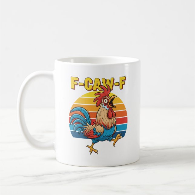 Funny F-Awk-F Chicken F-Caw-F Rooster Pun Retro cl Coffee Mug (Left)