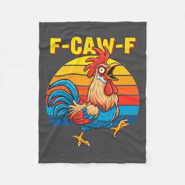 Funny F Awk F Chicken F Caw F Rooster Pun Retro Cl Fleece Blanket (Front)