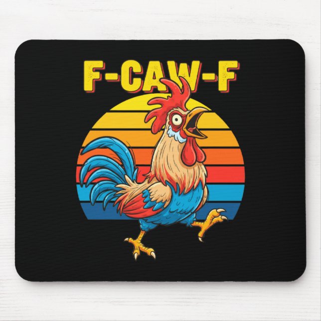 Funny F Awk F Chicken F Caw F Rooster Pun Retro Cl Mouse Pad (Front)