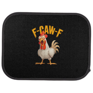 Funny F-Awk-F Chicken F-Caw-F Rooster Pun Retro Vi Car Floor Mat