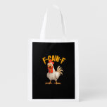 Funny F-Awk-F Chicken F-Caw-F Rooster Pun Retro Vi Grocery Bag
