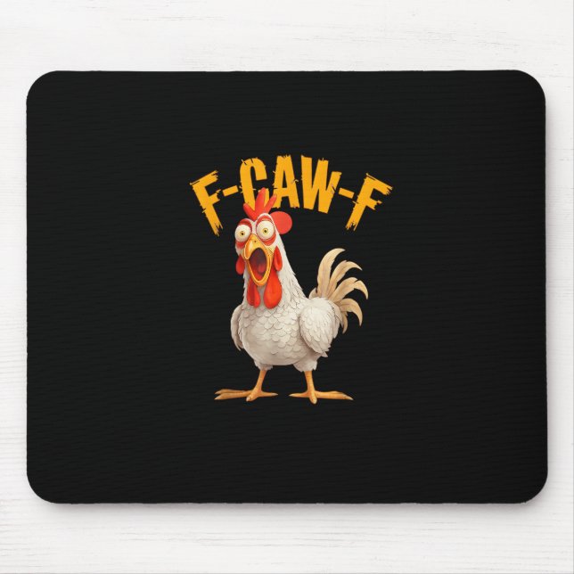 Funny F-Awk-F Chicken F-Caw-F Rooster Pun Retro Vi Mouse Pad (Front)
