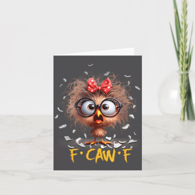 Funny F-caw-f Black Crow Fcawf Humor Quote Bird Sh Card (Front)