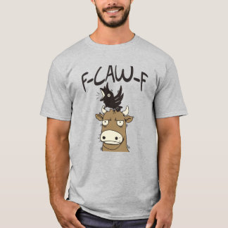 Funny F-Caw-F Black Crow On Cow Head T-Shirt