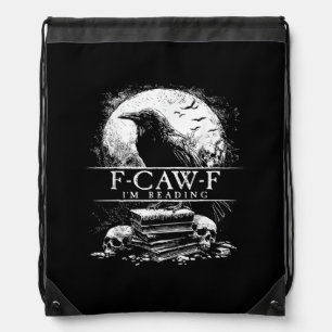 Funny F-Caw-F Books Skulls Gothic Drawstring Bag