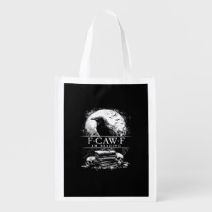 Funny F-Caw-F Books Skulls Gothic Grocery Bag