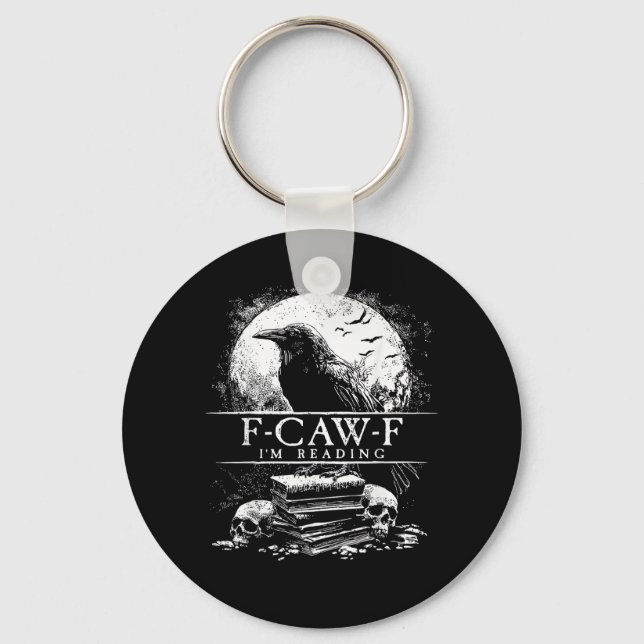 Funny F-Caw-F Books Skulls Gothic Keychain (Front)