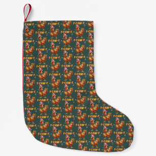 Funny F Caw F Chicken Christmas Screaming Rooster Small Christmas Stocking