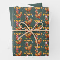 Funny F Caw F Chicken Christmas Screaming Rooster 
