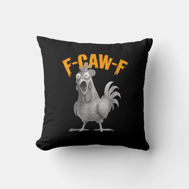 Funny F Caw F Chicken Classic Retro Style Throw Pillow (Front)