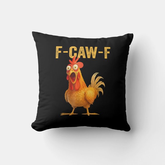Funny F-Caw-F Chicken F-Caw-F Chicken Minimal Clea Throw Pillow (Front)