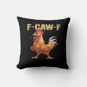 Funny F-Caw-F Chicken Retro Style Throw Pillow
