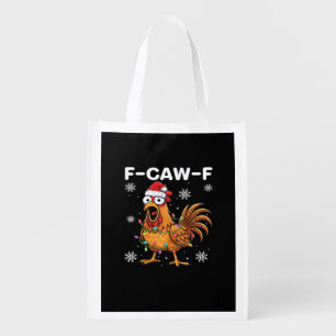 Funny F-Caw-F Christmas Chicken Classic Grocery Bag